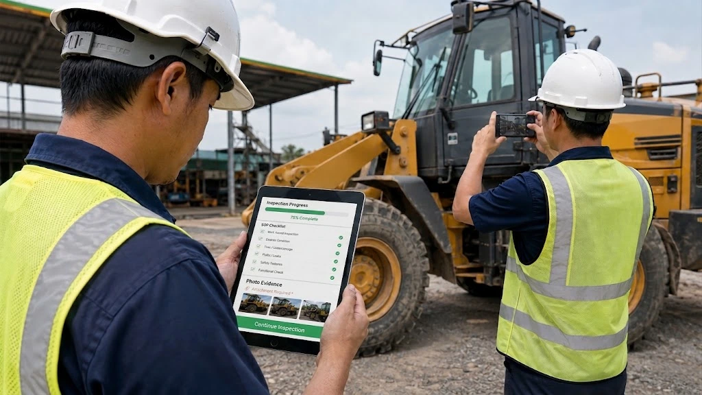 Equipment rental company managing rental assets and maintenance jobs with Caction