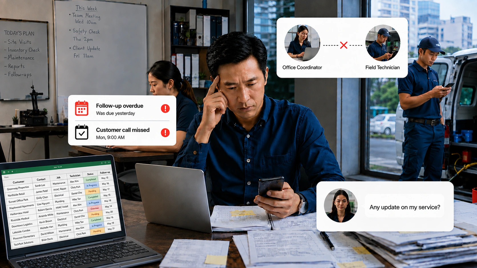 business owner evaluating CRM solutions